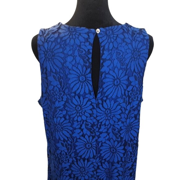 Tommy Hilfiger Womens Blue Floral Overlay Lace Sleeveless Shift Dress Size 14 - Picture 6 of 8